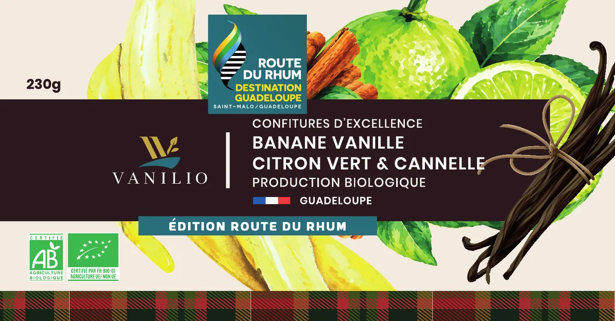 Étiquette Vanilio Banane Vanille Citron vert et Cannelle, édition Route du Rhum